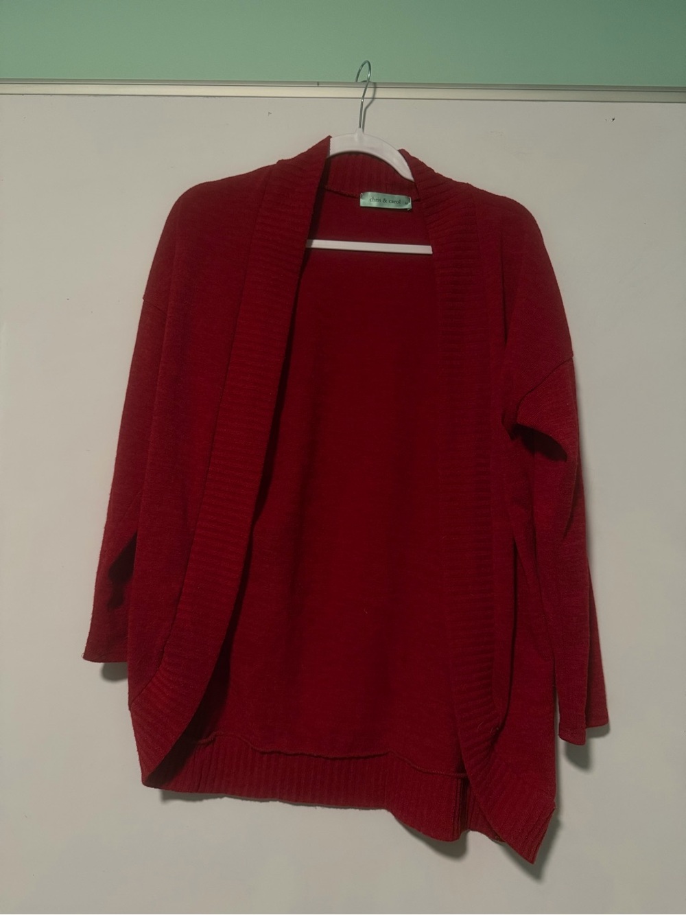 Chris & Carol Open-Front Red Cardigan Sweater